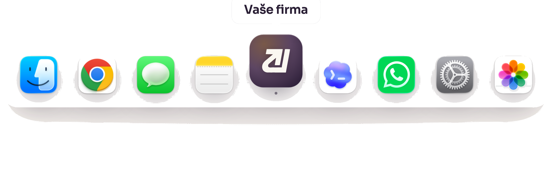 Ikona digitální kanceláře pro vaši firmu v docku počítače mezi ostatními aplikacemi